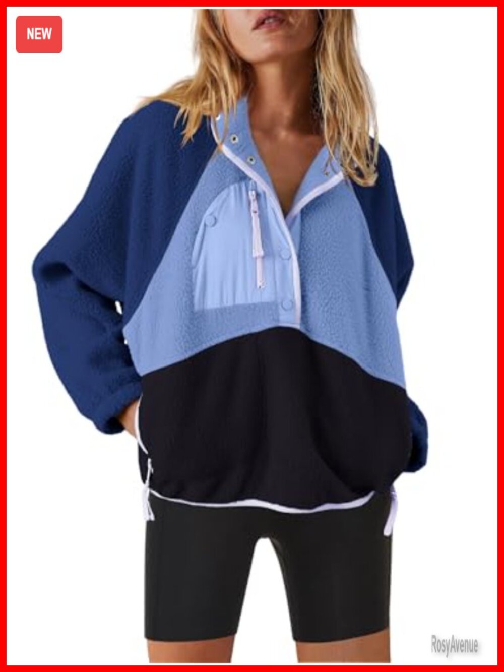 Womens Fleece Pullover Quarter Zip Sherpa Jacket Fuzzy Sweatshirt